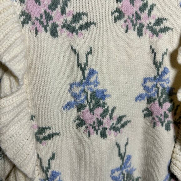 LoveShackFancy Warwick Cropped Floral Pullover Sweater - Picture 7 of 10